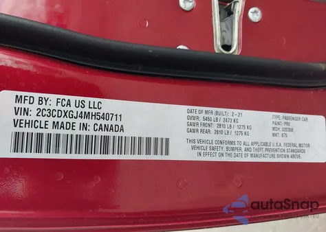 2021 Dodge Charger Scat Pack Widebody Rwd z USA, uszkodzony, nr VIN 2C3CDXGJ4MH540711